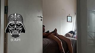 Hidden cam spies guy inhaling blonde's sweaty gym clothes