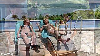 Bi Beauties Shalina Devine And Dina Joy Share Glass Dildo Sunbathing Seduction