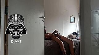Hidden cam spies guy inhaling blonde's sweaty gym clothes