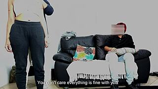 yo stepdad tests son's girlfriend right in front of him with doggy pounding and face cum 😈🍆💦