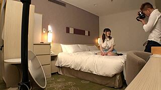 Secret photoshoot with busty Japanese idol leads to creampie and facial