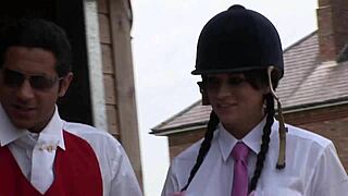 Brunette Pigtails Girl Drags Man for Hardcore Creampie Ride
