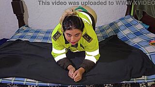 Police blonde licks cock orally before bedtime