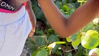 Beach Black Cock Suck Swallow Cum From Hung Stranger Crazy Latina!