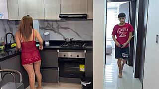 mi madrastra's juicy ass in the kitchen tempts me till we fuck hard and deep