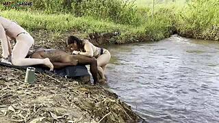 wanna see me force two fat sluts suck bbc then creampie outdoors by river??