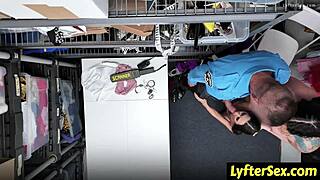 bratty stepdaughter and stepmom tag team security guard's cock after shop bust