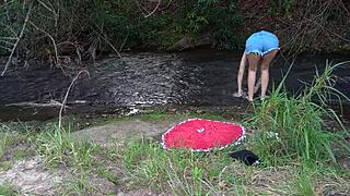 Hey stranger at the waterfall wanna bend over for public doggystyle?