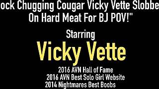 Hey cougar Vicky Vette, slobber deep on this hard cock for your POV blowjob
