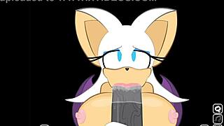 Rouge sneaks in shadows for huge cock suck!!