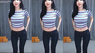 cute korean bunny dance hides her big tits bounce