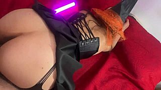 hot stepmom witch fucks stepson on halloween then gulps his load