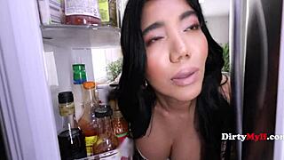 Venezuelan stepmom's juicy milkers beg breeding fuck