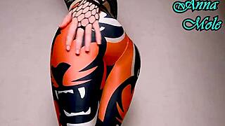 pawg spanks huge ass in spandex then rides ribbed dildo hard