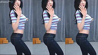 cute korean bunny dance hides her big tits bounce