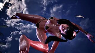 Xiaoyu glistens in golden bikini curves begging for tk8 ryona tease