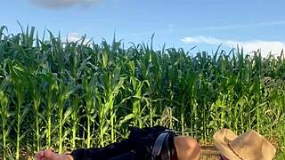 guy shoves whole corn deep into hetero girl's stretched asshole