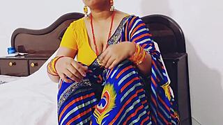 Naughty Indian bhabhi rides dever cowgirl with dirty talk wet pussy