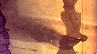 Vintage Nudists on Retro Beach