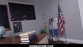 Siswantsme's cute petite Latina teen Isabella Jules seduces stepbrother Joshua Lewis for classroom POV sex with his big dick