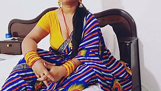 Naughty Indian bhabhi rides dever cowgirl with dirty talk wet pussy