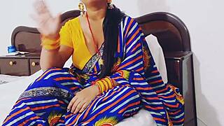 Naughty Indian bhabhi rides dever cowgirl with dirty talk wet pussy