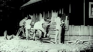 Vintage Nudists on Retro Beach