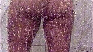 shower bath makes me rub huge tits to wild orgasm!