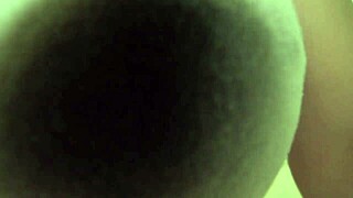 Whoa, secret vid catches Japanese K-cup Justy milf's huge saggy tits in see-through shorts
