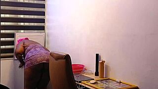 i love how this ebony fat ass maid bends over for domestic spanking fun