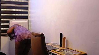 i love how this ebony fat ass maid bends over for domestic spanking fun