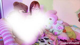 hey check this cute goth redhead brazilian riding her sex machine wild