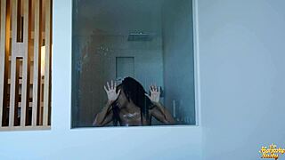 Big Black Cock Stretches Huge Pussy Lips in Bent Over Doggystyle Creampie Pounding