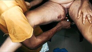 Horny black boss bends over for employee's massive cock in homemade doggystyle pussy destruction