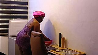 i love how this ebony fat ass maid bends over for domestic spanking fun