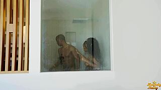 Big Black Cock Stretches Huge Pussy Lips in Bent Over Doggystyle Creampie Pounding