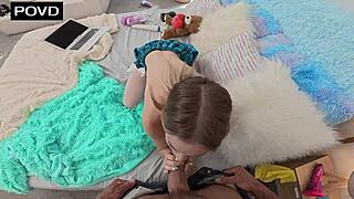 Cam girl lets stepdad use her as his fuck doll