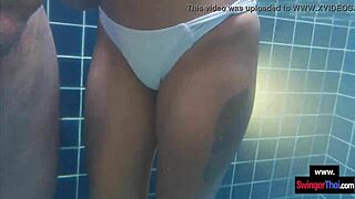 Thai teen gf sucks and fucks in pool