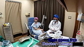 Dr Tampa Checks Petite Nurse Patient In Gloves