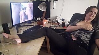 Clothed satin dress french slut in lingerie corset gets fucked doggystyle with rimming pov