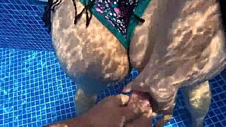caught horny stranger in pool with huge ass and rammed