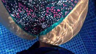 caught horny stranger in pool with huge ass and rammed