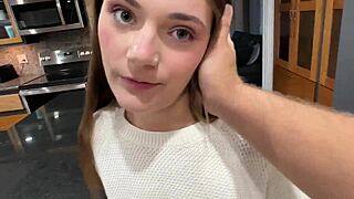 Little step daughter gives her pussy to old man in pov