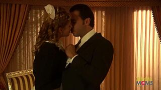 Naughty blonde maid with small 18+ tits lets the butler fuck her while their boss is not at home