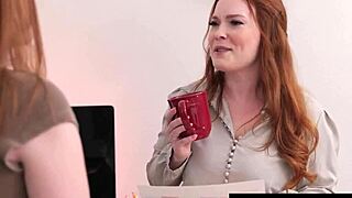 cute big ass babe gets scissor fucked by stacked redhead milf