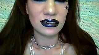 Simone sexy shiny black lipstick fetish