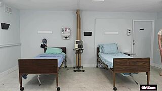 skinny cum slut sprays all over her doctor