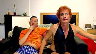 Gigi the tranny girlfriend does live show with dave