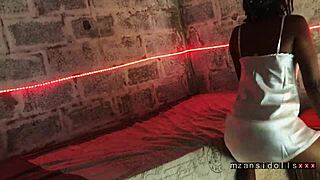 Ebony babe gives hot blowjob while fingering
