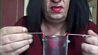 Bisexual crossdresser fills himself up slowly